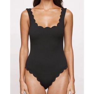 Marysia Palm Springs Black Scalloped One Piece Swimsuit - size Medium